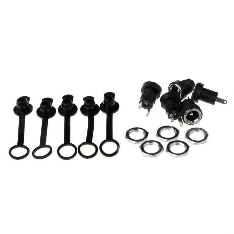 Set 5 Đầu nối giắc cắm nguồn cái DC 12V 3A 5.5x2.1mm có nắp cao su - Ổ cắm nguồn