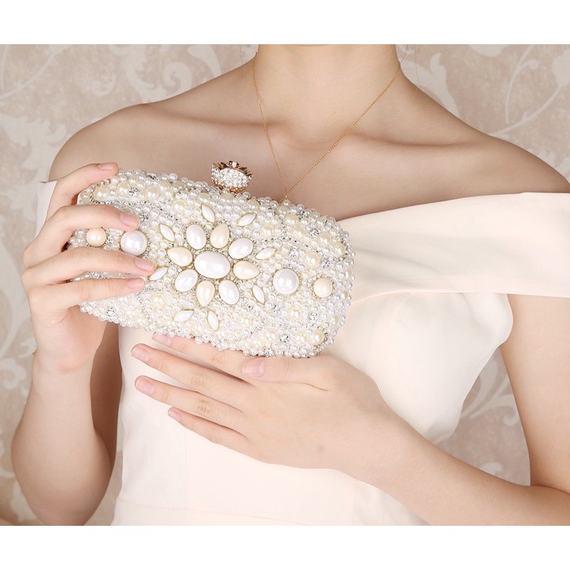 Ví dạ tiệc  hoa cương núm khóa hoa hồng siêu xinh