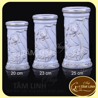 Ống đựng nhang Bạch Ngọc Sen Nổi Bằng Sứ Cao Cấp Loại 1 nhiều size