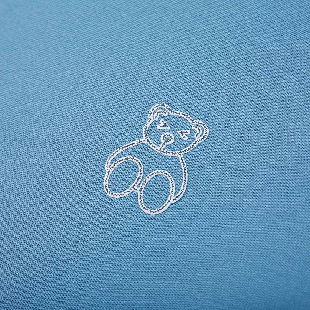 HLA - Áo thun unisex cotton lạnh in gấu bông cách điệu Unisex blue cotton T-shirt with simple bear pattern