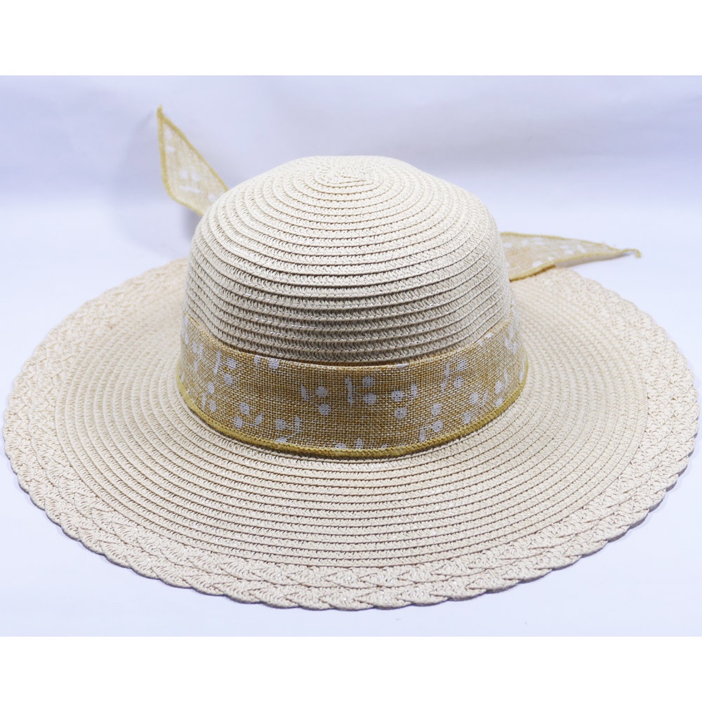 Mũ cói NƠ TO vành rộng 9cm, vòng đầu 57 cm - chất liệu vải cói đẹp thích hợp cho chị em phụ nữ