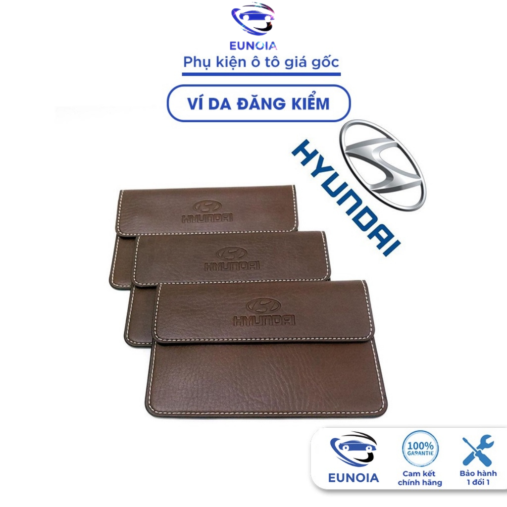 Ví da bóp da đựng giấy tờ đăng kiểm ô tô Hyundai i10 accent elantra tucson santafe
