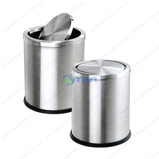 Thùng rác inox đặt phòng nắp lật 300