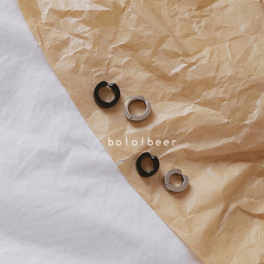 Khuyên Tai Tròn Bằng Thép Titan Phong Cách Hiphop Cá Tính