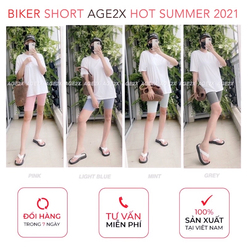 QUẦN BIKER SHORT NỮ AGE2X- Chính hãng, chuyên SỈ hàng có sẵn SLL, quần biker short, legging lửng có túi thật, hơn 10 màu