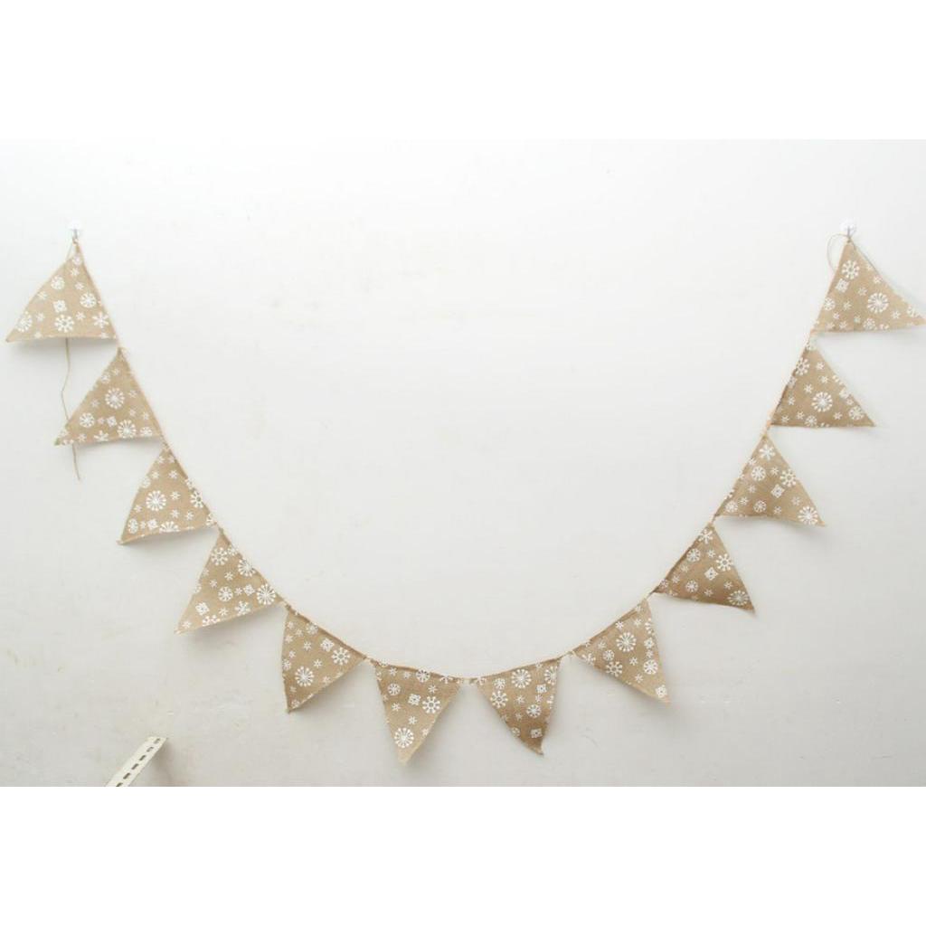 Dây Cờ Vải Lanh Hình Bông Tuyết Trang Trí Giáng Sinh