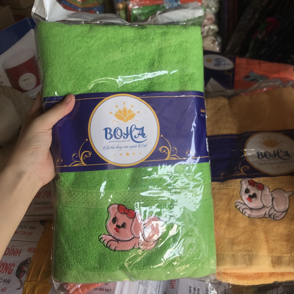 Khăn Tắm Thêu Hình Gấu 70x140cm Hàng Việt Nam Có Nhiều Màu