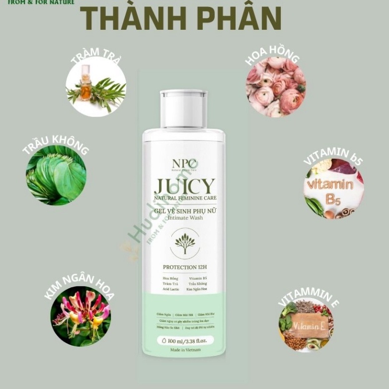 Dung dịch, Gel vệ sinh phụ nữ Juicy giảm ngứa ngáy, khử mùi, làm hồng và trẻ hóa vùng kín 100mL, 200mL