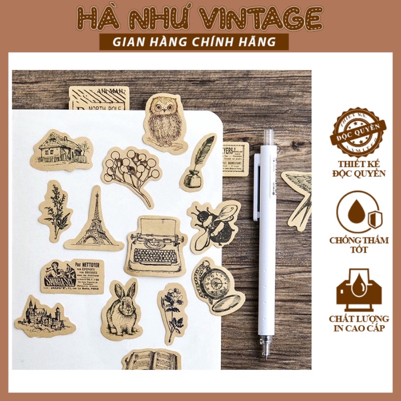 Sticker Dán Phong Cách Vintage, Retro Dán Trang Trí Sổ