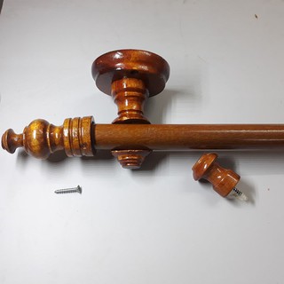 Thanh treo rèm cửa Gỗ cao cấp Đầy đủ phụ kiện (Hai đầu + bộ bát đỡ) Màu gỗ tự nhiên - Nhiều kích thước để chọn