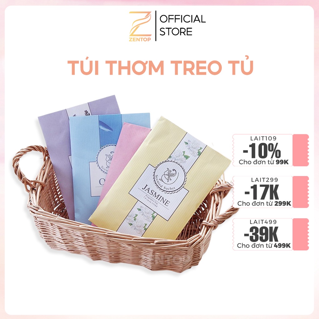 Túi Thơm Treo Quần Áo Túi Hương Thảo Mộc Khử Mùi Xe Ô Tô Phòng Khách Có Móc Treo Tiện Ích Zentop