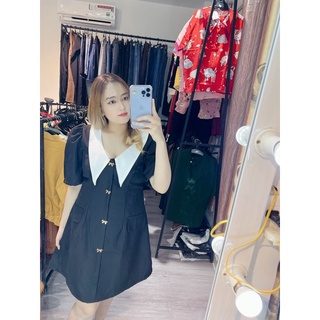 N.t bigsize đầm nơ cổ nhọn
