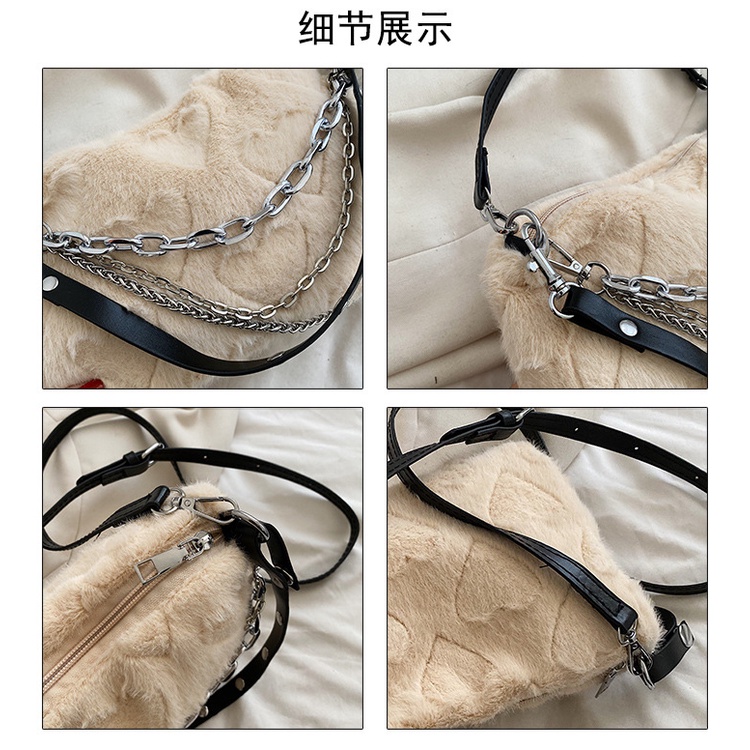 Túi Xách Đeo Vai Phủ Bông Phối Dây Xích Thời Trang Mùa Thu Mới 2022 Dành Cho Nữ