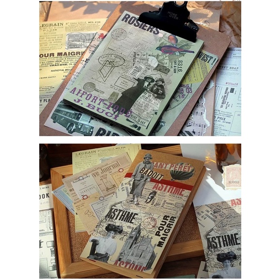 Quyển 50 giấy nền vintage trang trí sổ journal, junk journal, scrapbook