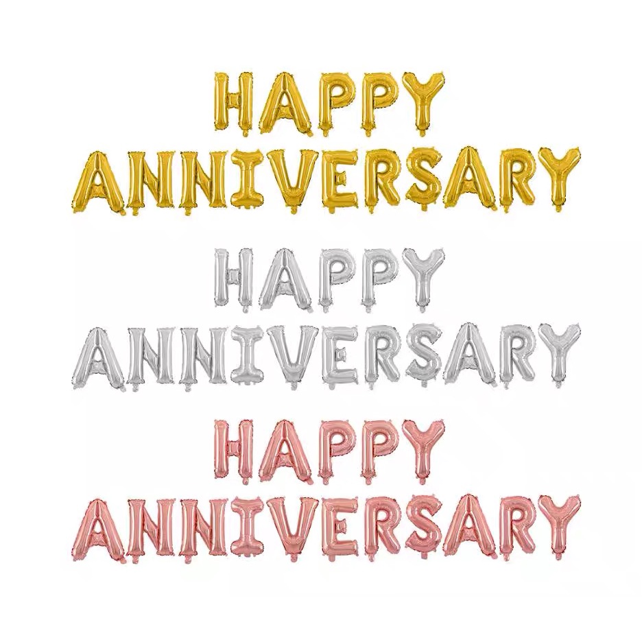 Bóng chữ Happy Wedding Happy Anniversary trang trí phòng cưới tân hôn ngày kỷ niệm tặng kèm dây treo HAPPYKID BCHPWD