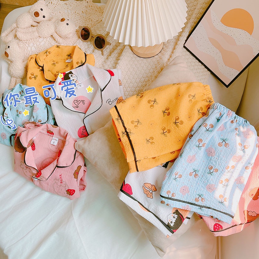 Set PIJAMA cho bé gái - chất đũi thoáng mát, phong cách Hàn Quốc size 9-19kg [CT75]