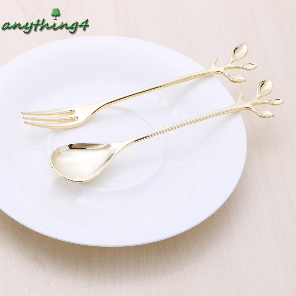 ♚any♚ Convenient 2pcs/Set Coffee Dessert Spoon Vintage Royal Style Branch Shape Cutlery Fork