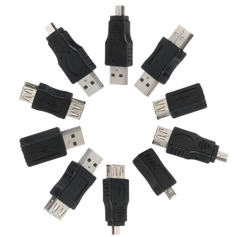 H.S.V✺10pcs OTG 5 pin F/M mini changer adapter converter USB male to female micro USB