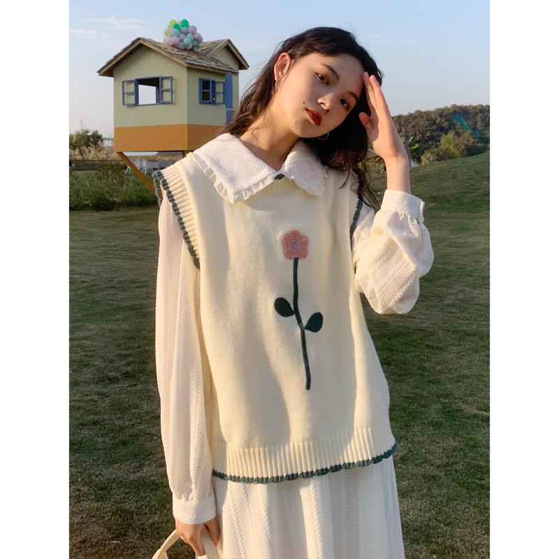 Áo Vest Dệt Kim Thêu Hoa Thời Trang Mùa Xuân Mới Cho Nữ