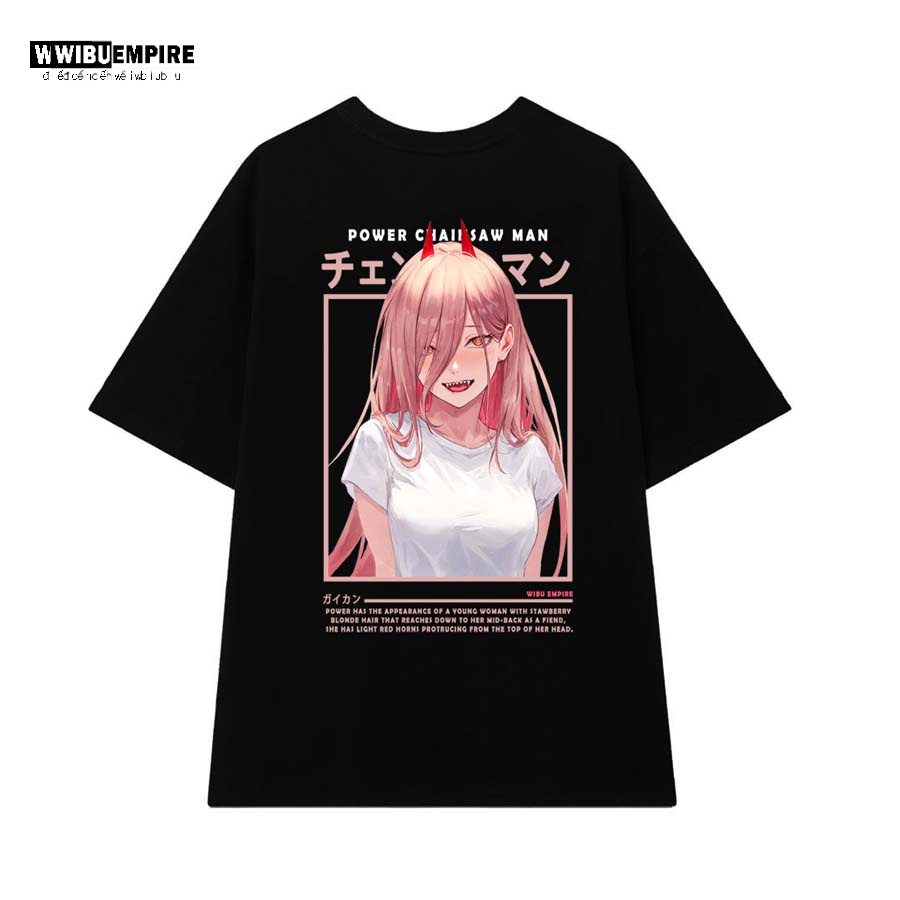 WIBU EMPIRE | Áo Thun Form Rộng Waifu POWER | Anime Chainsaw Man - Áo Phông Unisex