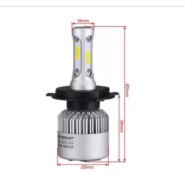 Bóng đèn pha cos LED headlight H4 H7 H1 H3 H13 9007 9006 H8 H9 siêu sáng cho nhiều loại xe