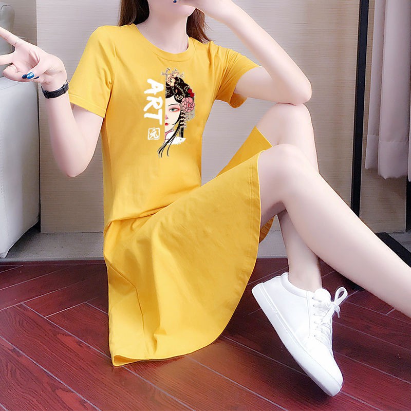 Đầm Thun Cotton Đuôi Cá Dáng Rộng Thời Trang Mùa Hè Cho Nữ