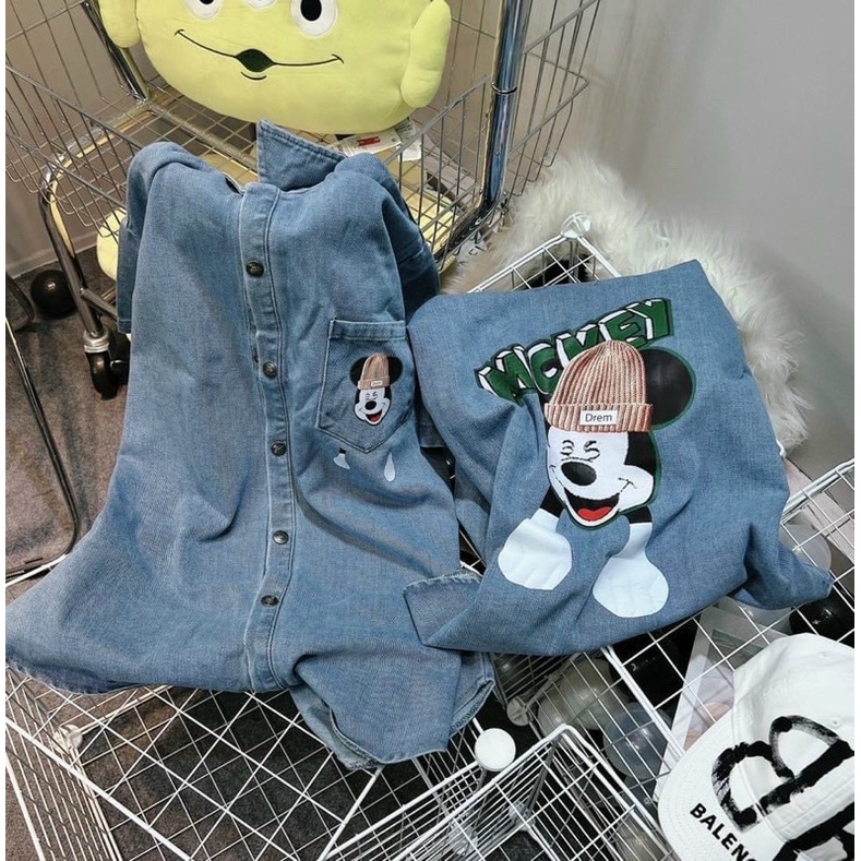 Sét sơ mi jean mickey + Ngố