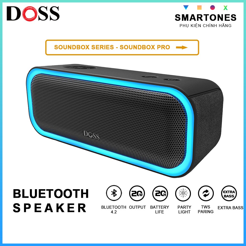 Loa di động Doss SoundBox Pro công suất 20W âm bass sâu cho điện thoại và máy tính