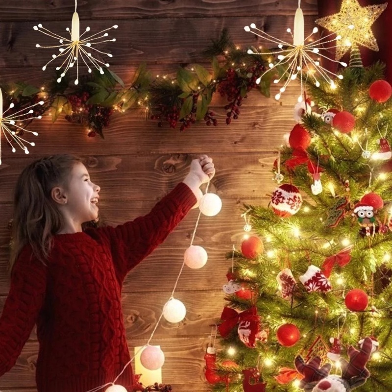 Dây đèn led hình pháo hoa 25 bóng treo cây thông trang trí ngày lễ tiện dụng