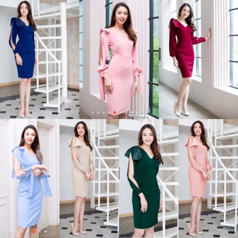 Váy ngắn nơ màu trơn Tt8101