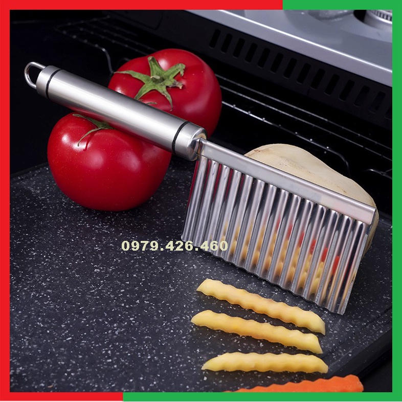 Dao Thái Tỉa Củ Quả Hình Sóng Bằng Inox 304, Dao Cắt Rau Củ Quả Hình Sóng (Có Chữ Sus 304 Trên Tay Cầm)
