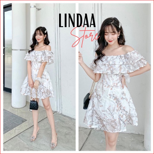 ĐẦM DỰ TIỆC TRỄ VAI WINDY DRESS VÀI THÊU HOA 3D NỔI