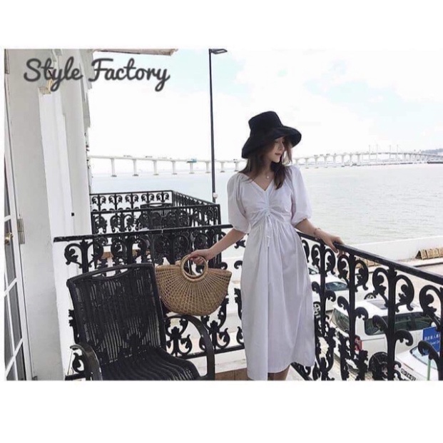 Váy Voan Trắng Tay Bồng Điệu Đà Kèm video Ảnh Thật