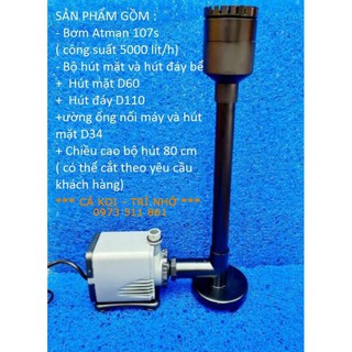 Bơm Atman 107s + Bộ hút mặt và hút đáy bể dành cho bể cá, hồ cá