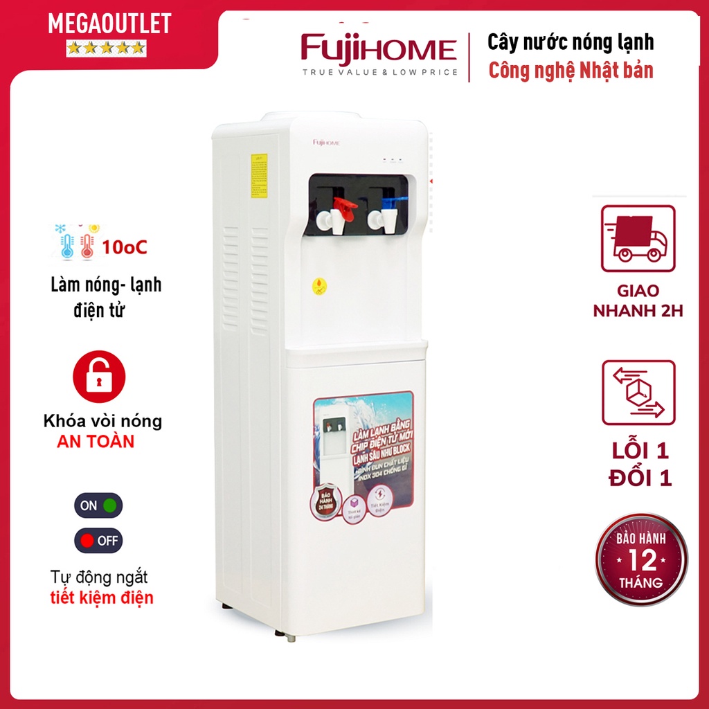 Cây nước nóng lạnh nhập khẩu 2 vòi Fujihome WD5320E, máy nước uông nóng lạnh mini bình lọc úp công nghệ Nhật Bản