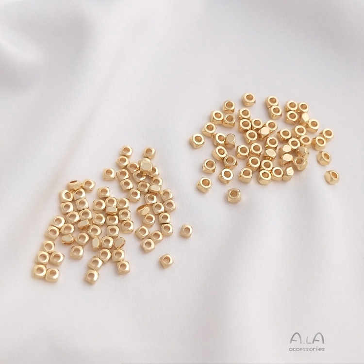 Bộ 50 Hạt Đồng 14K Hình Vuông Nhiều Màu Sắc Chuyên Dụng Cho Làm Trang Sức Thủ Công