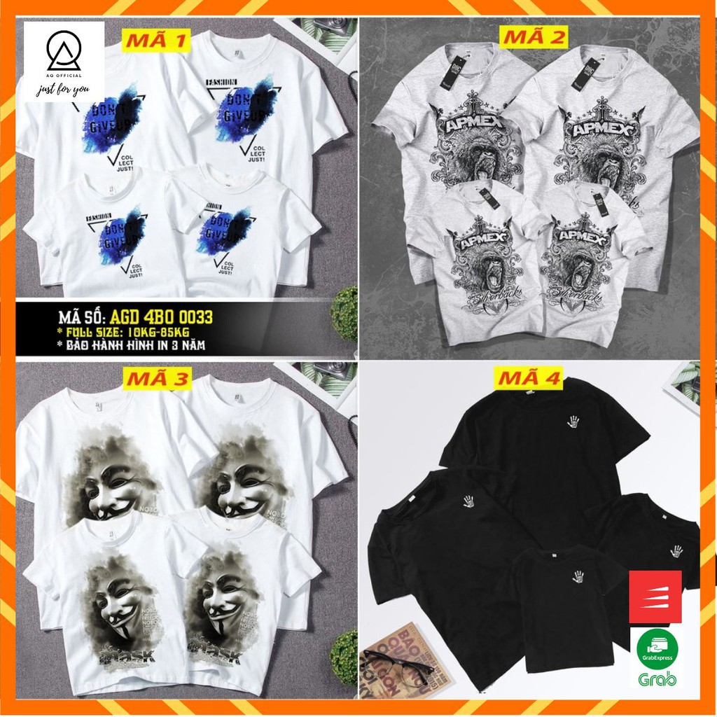 áo gia đình 4 người cotton co giãn 4 chiều _ AQ SHOP