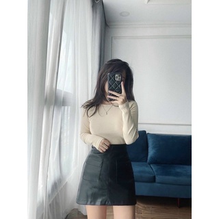 Áo len tăm cổ tròn co giãn basic