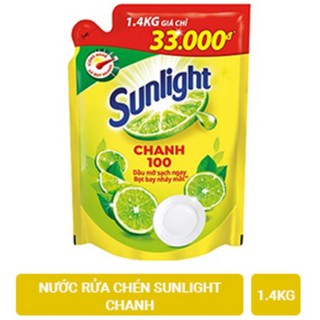 Nước rửa chén Túi Sunlight Chanh mới sạch nhanh xả bọt nhanh 1.4kg