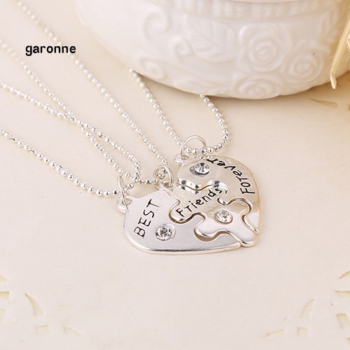 Set 3 Dây Chuyền Tình Bạn Mặt Nửa Trái Tim Khắc Chữ Best Friend Forever