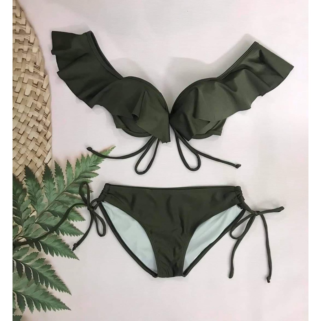 (CAO CẤP) Bikini sexy 2 mảnh cánh tiên áo tắm đi biển đẹp gợi cảm đồ bơi nữ Hàn Quốc quyến rũ màu đen đỏ xanh buộc dây