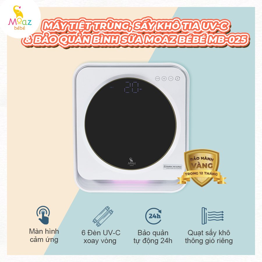Máy Tiệt Trùng, Sấy Khô Tia UV-C Và Bảo Quản Bình Sữa Cho Bé MOAZ BEBE MB-025 Bảo Hành 18 THÁNG