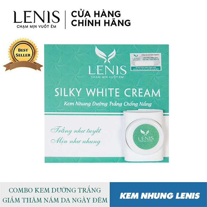 Bộ Kem Dưỡng Trắng Chuyên Sâu Ngày Và Đêm Giảm Thâm Nám - Kem Nhung Lenis Super Silky White Cream 10ML