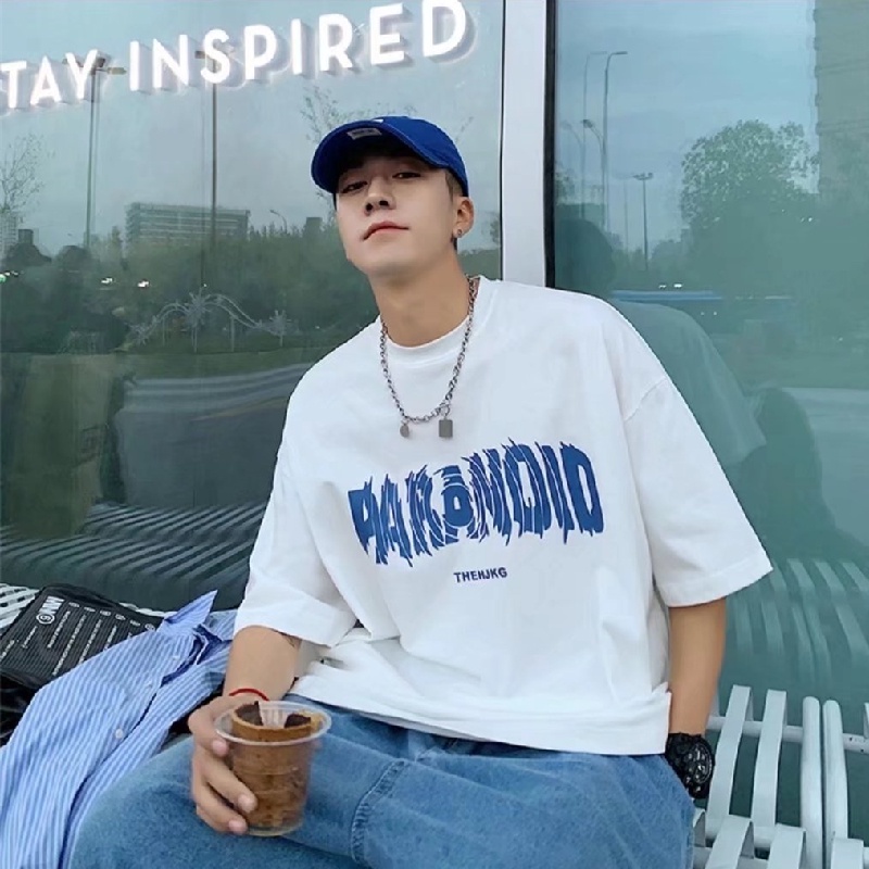Áo Thun Tay Ngắn Dáng Rộng In Chữ Cỡ Lớn M-8XL Thời Trang Mùa Hè Phong Cách Hàn Quốc Cho Nam