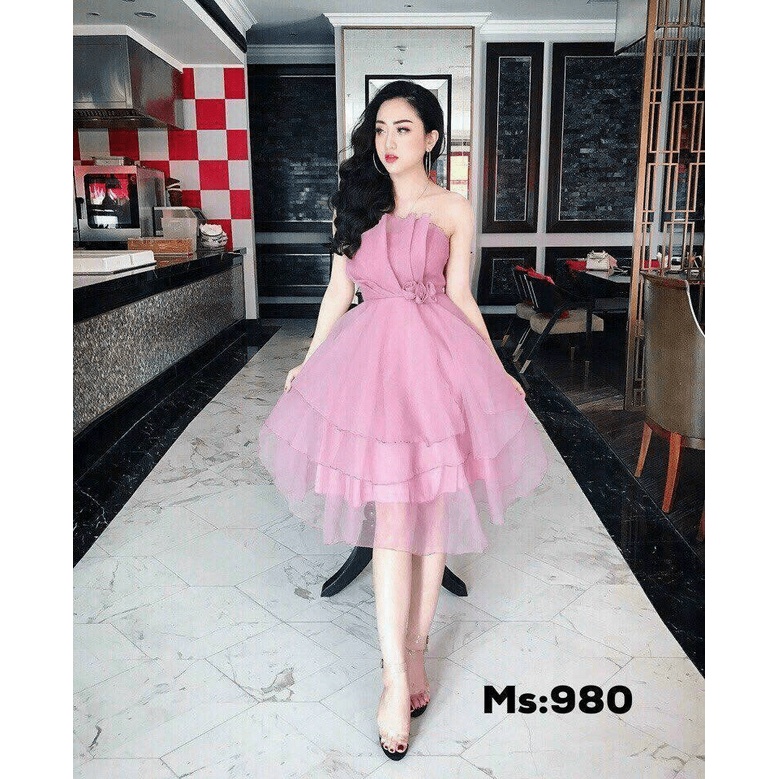 ĐẦM XÒE LƯỚI XẾP KIỂU CÔNG CHÚA SIÊU ĐẸP PU