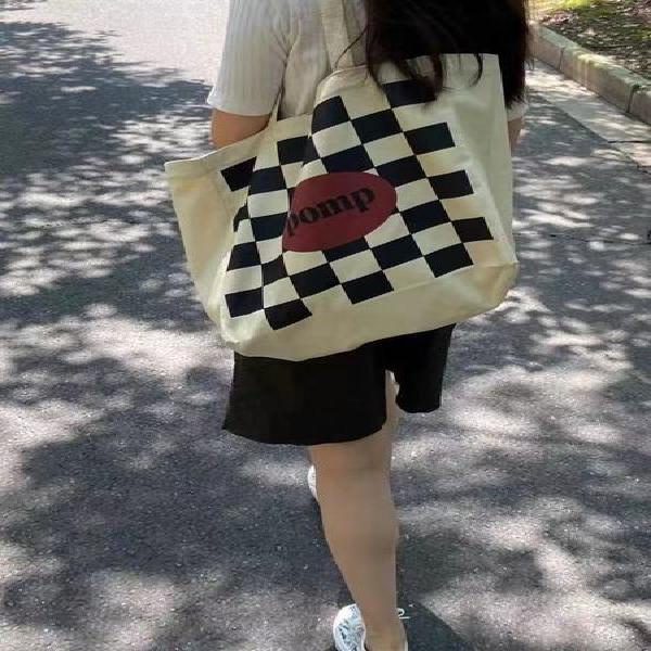 Túi Canvas Cỡ Lớn Họa Tiết Kẻ Sọc Màu Sắc Tương Phản Thời Trang Cho Học Sinh 2022