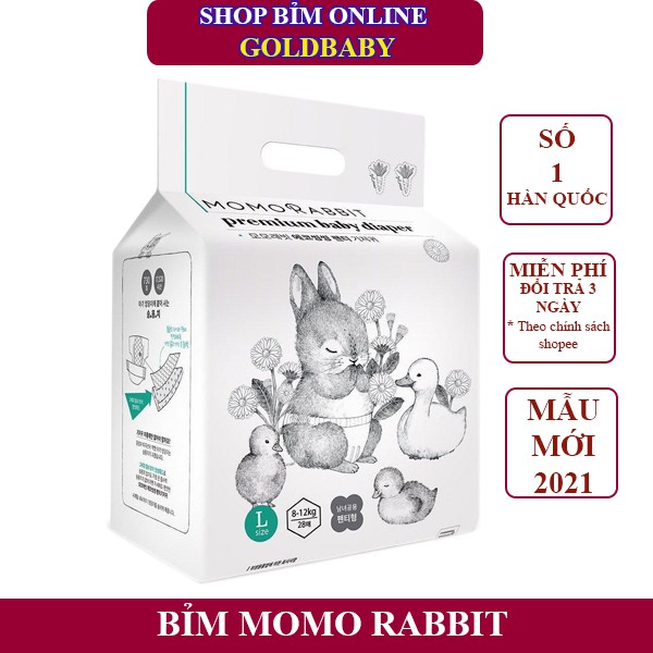 Tã Bỉm Momo Rabbit Cao Cấp Hàn Quốc Dán/Quần Đủ Size S36/M32/L30/XL22/XXL18