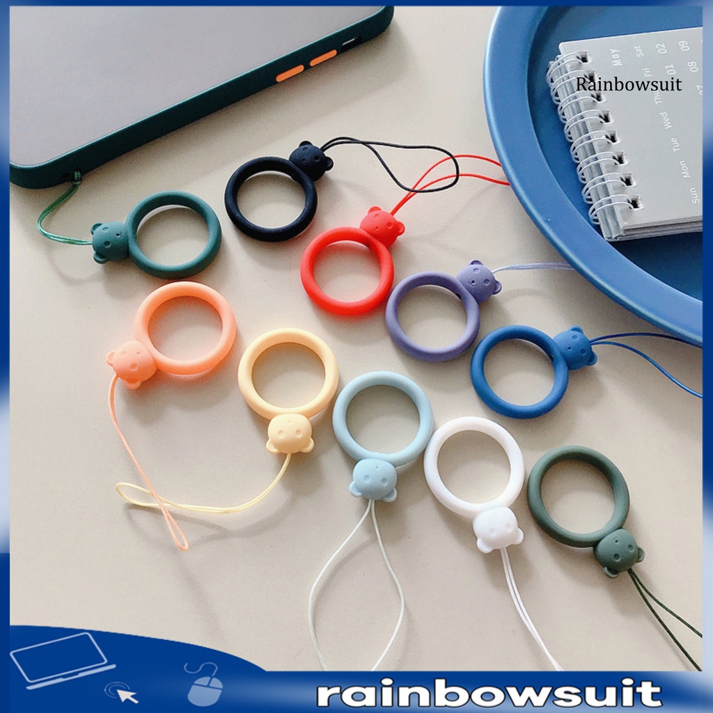 Set 2 Móc Nhẫn Điện Thoại Silicon Hình Gấu Hoạt Hình