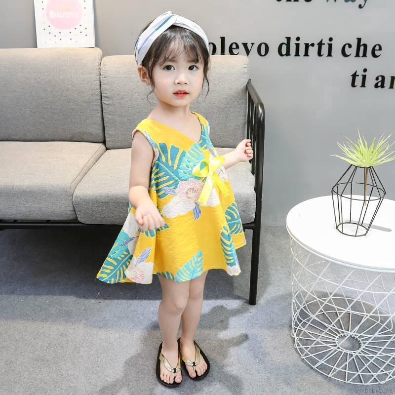 Đầm sát nách in họa tiết hoa xinh xắn dành cho trẻ em