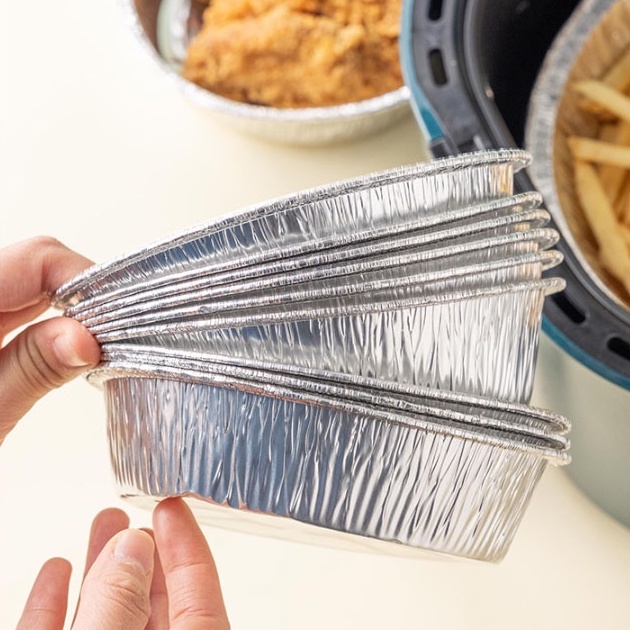 Sét Khay giấy bạc lót Nồi chiên không dầu, lò nướng, đĩa nhôm đựng thực phẩm 23cm